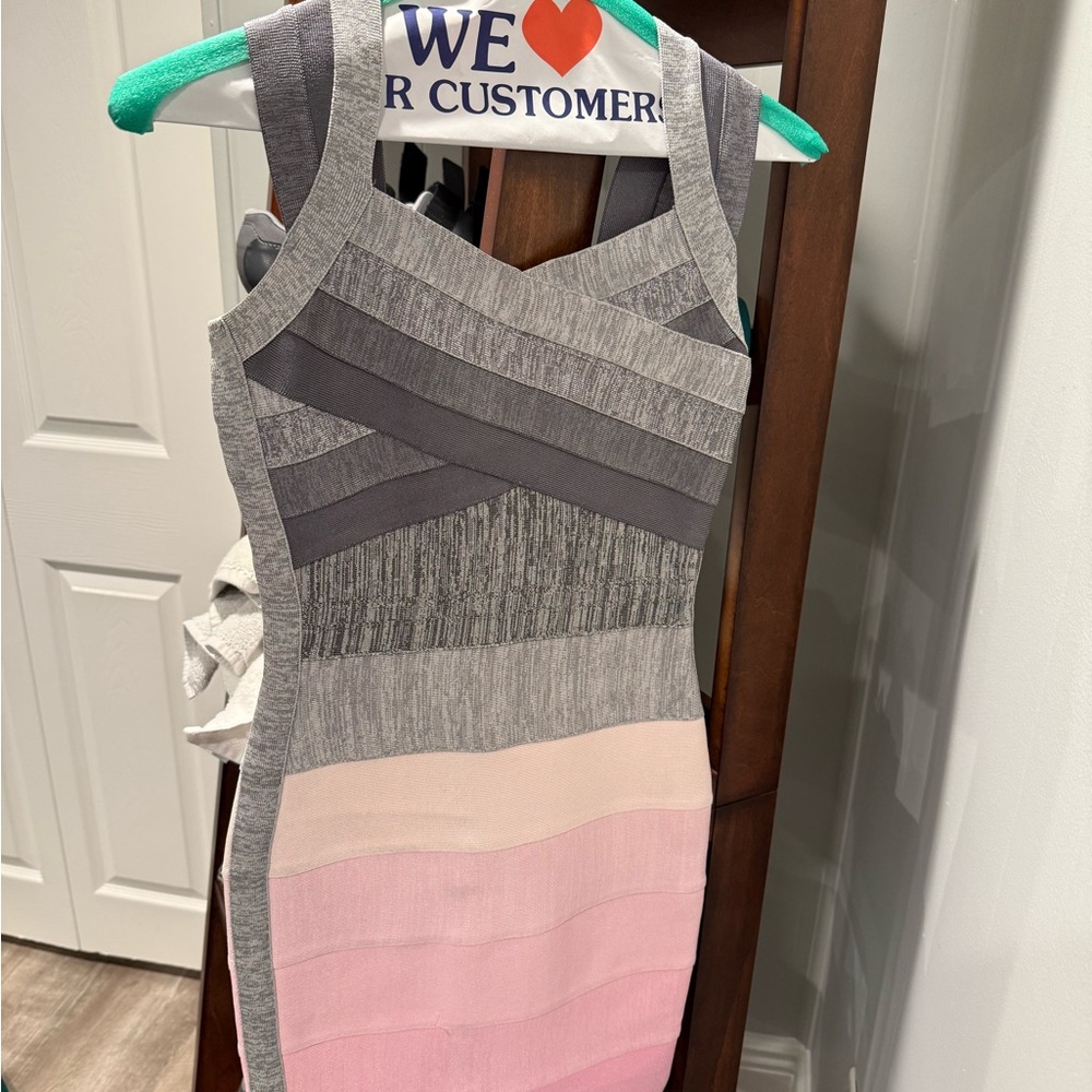 Bodycon stylish Gray and Pink Striped Dress, perfect condition.